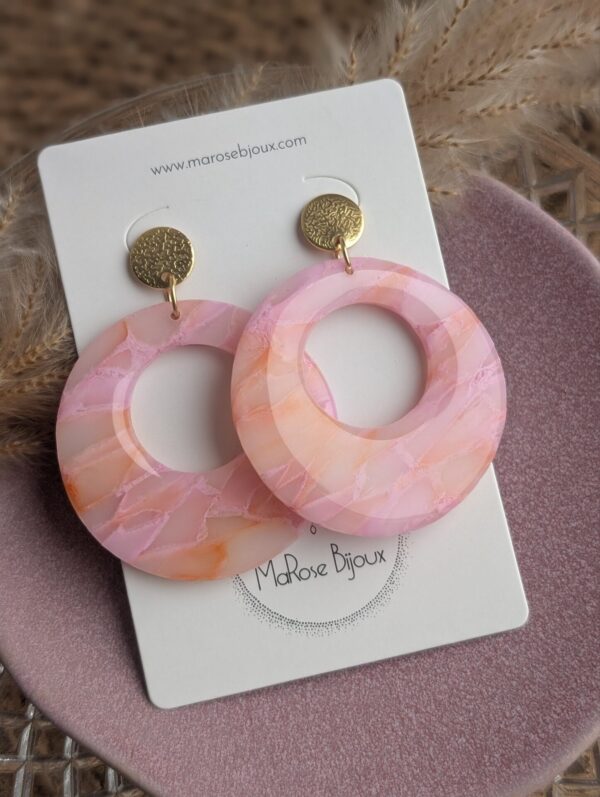 Boucle d'oreille Rose nuage