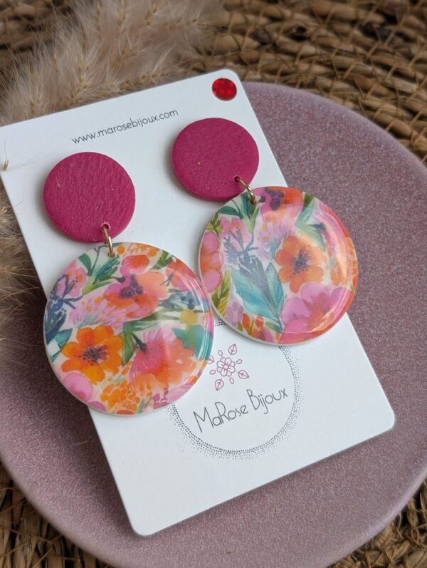 Boucle d'oreille Fushia