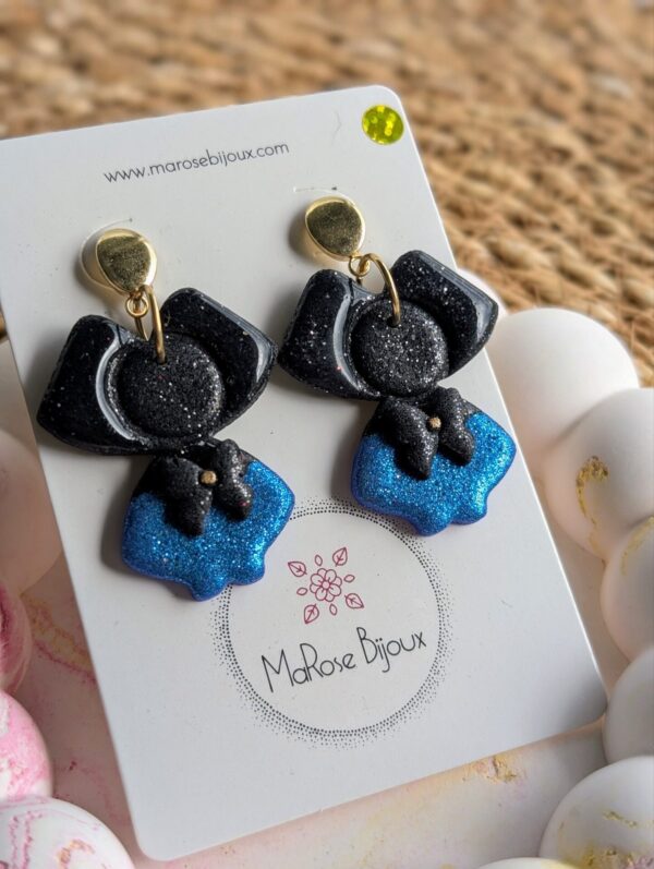 Boucles d'oreilles Alsacienne bleue