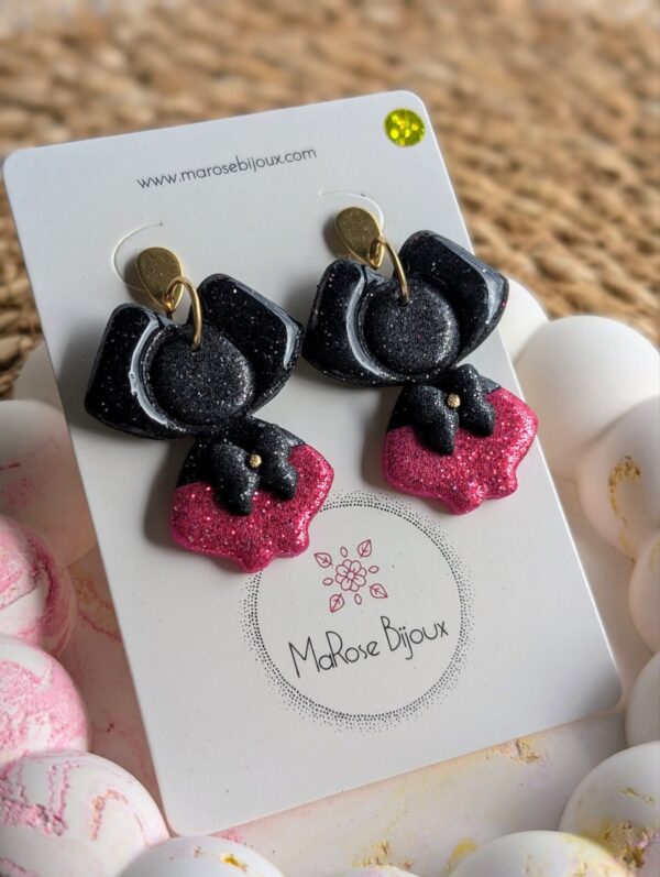 Boucles d'oreilles Alsacienne fushia
