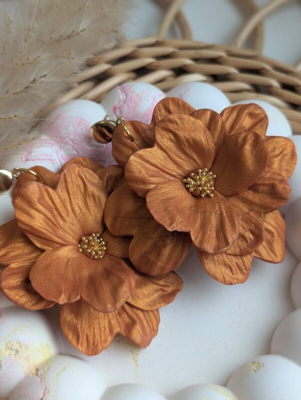 Boucles d'oreilles Bloom Orange métallisé
