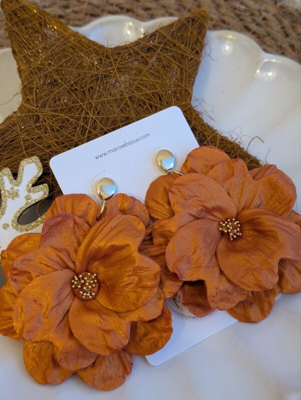 Boucles d'oreilles Bloom Orange métallisé