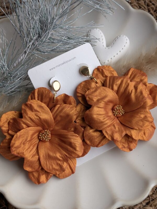 Boucles d'oreilles Bloom Orange métallisé