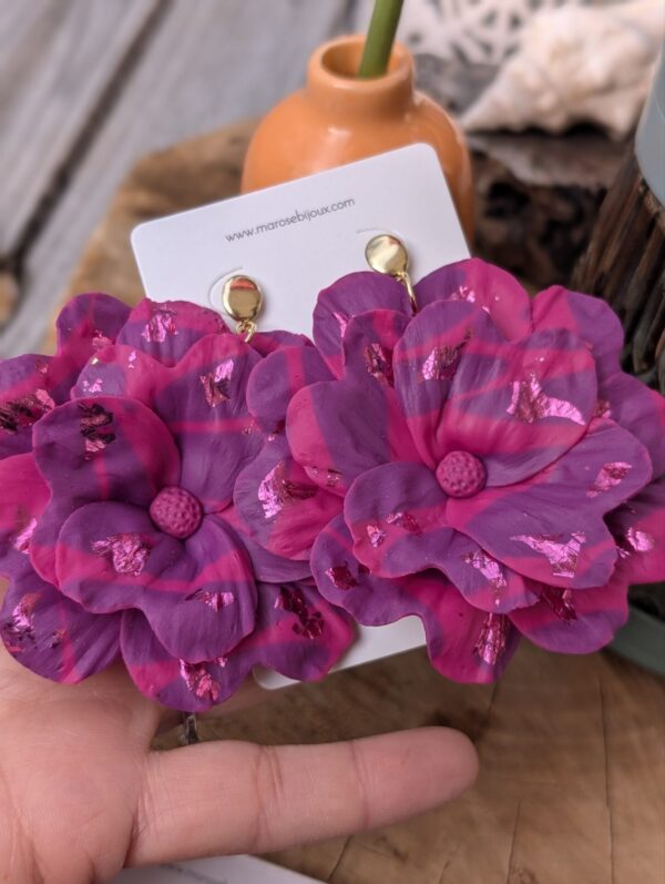 Boucles d'oreilles Bloom Rose/Violet