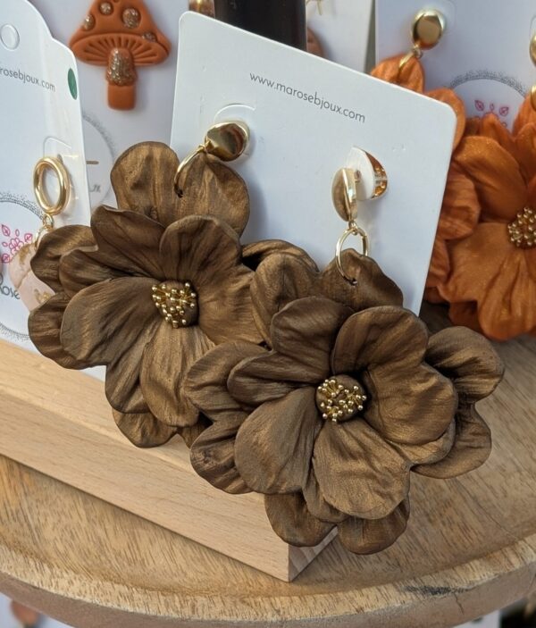 Boucles d'oreilles Bloom Marron glacé