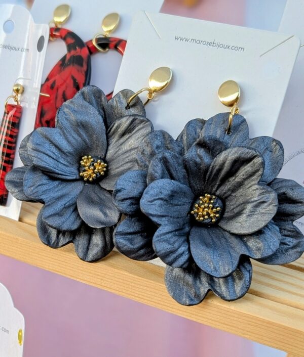 Boucles d'oreilles Bloom Gris métallisé