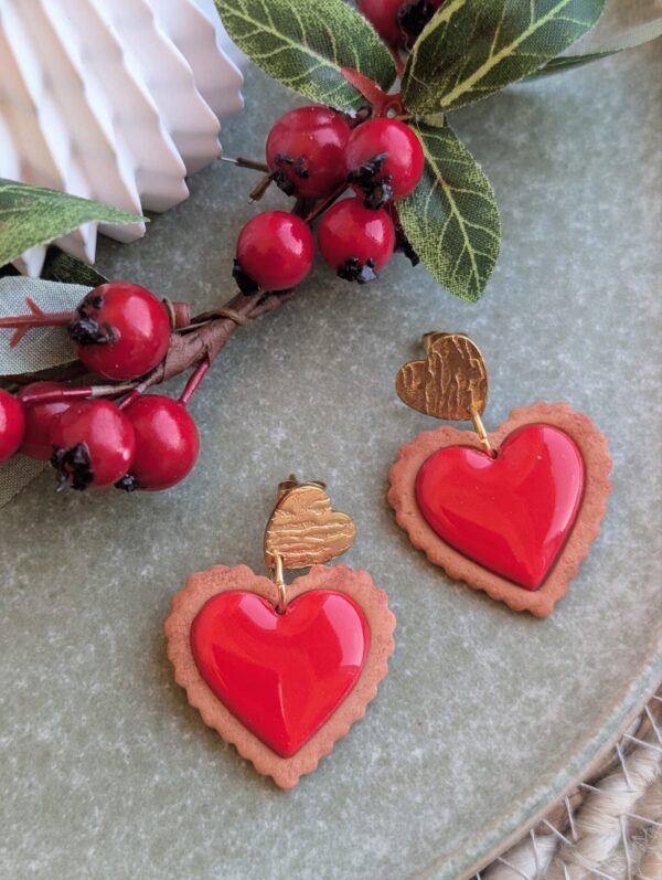 Boucles d'oreilles , Coeur bredele alsacien