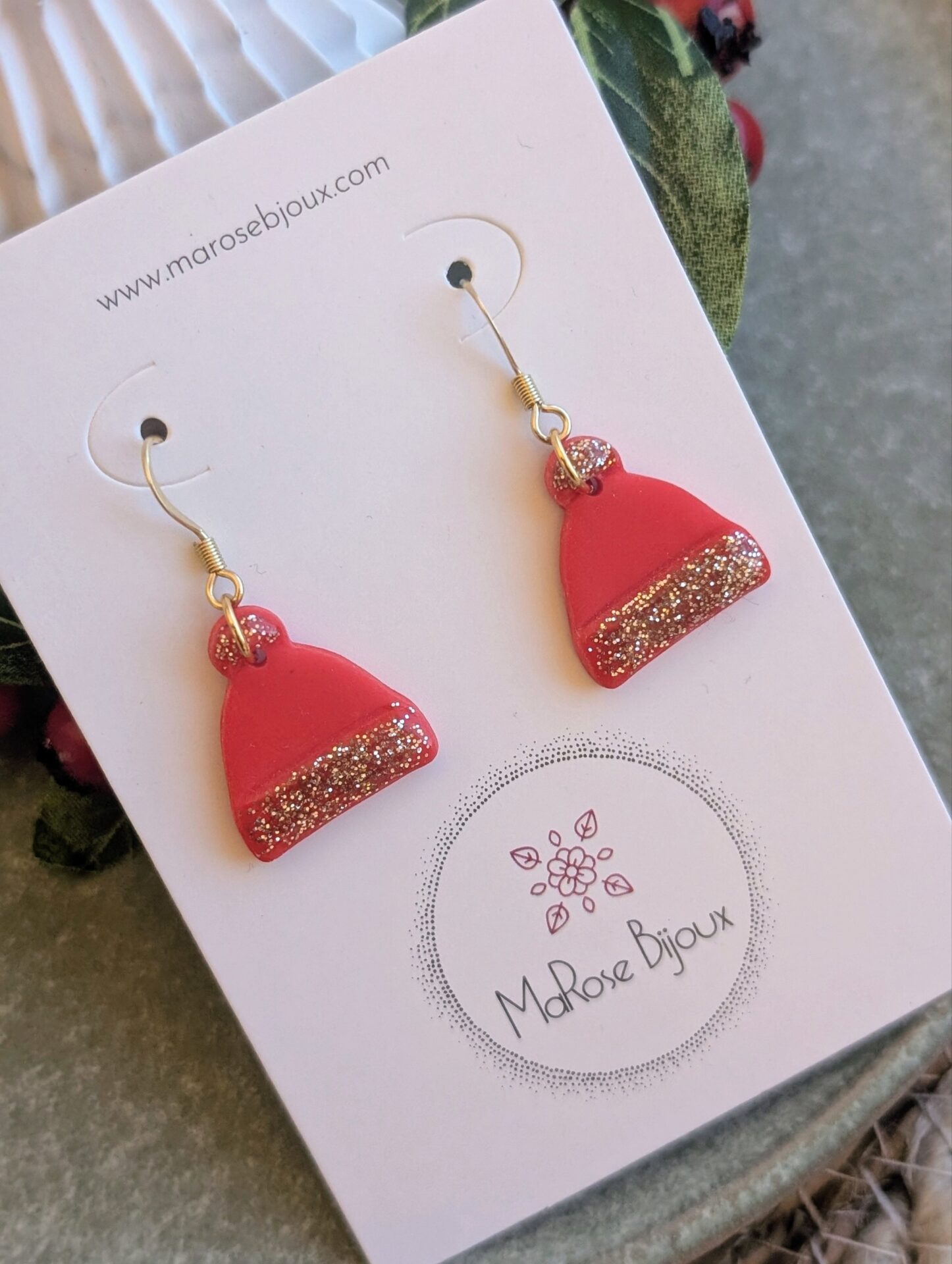 Boucles d'oreilles Bonnet père noël