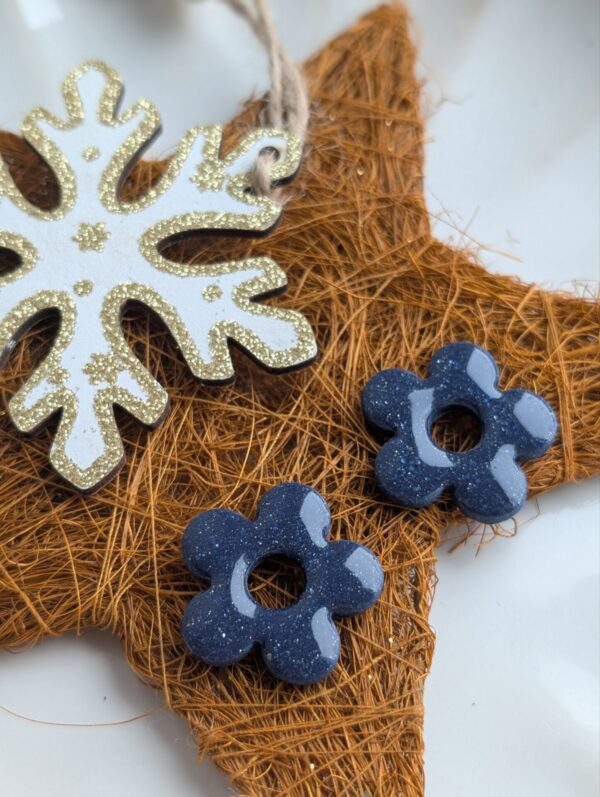 Pampille Fleur, bleu marine pailleté