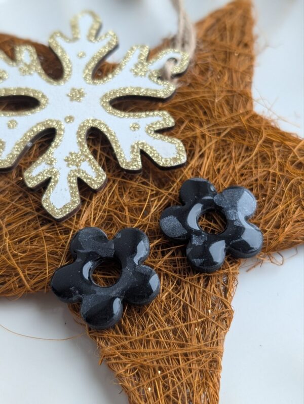 Pampille Fleur noir et gris nacré