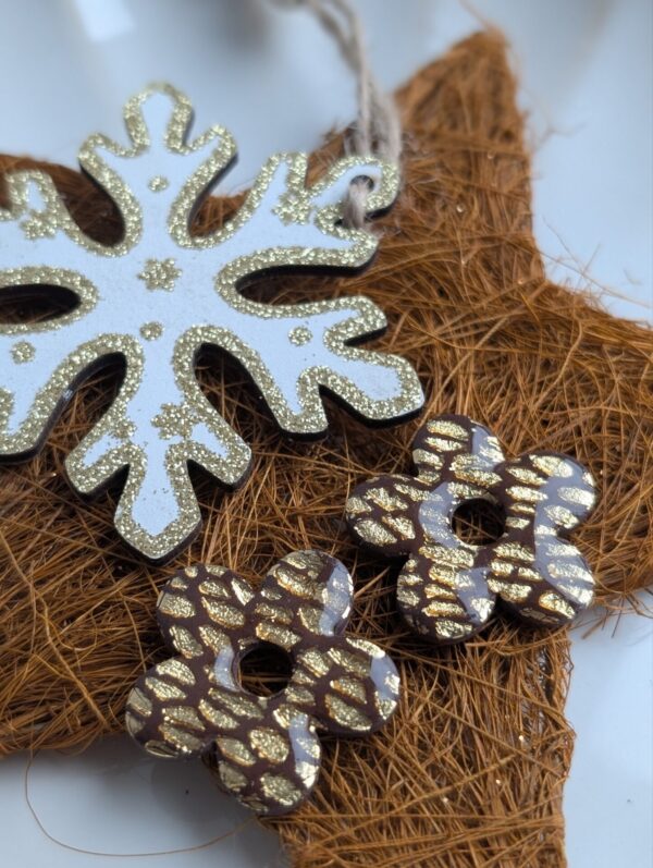 Pampille Fleur marron et or