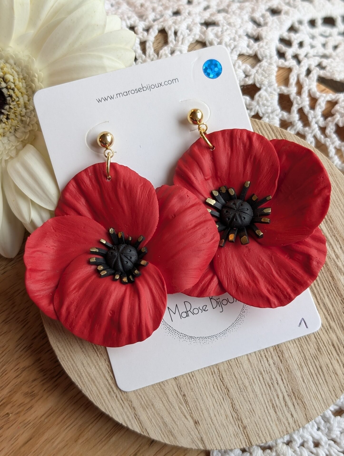 Boucles d'oreilles Coquelicot, grand modèle