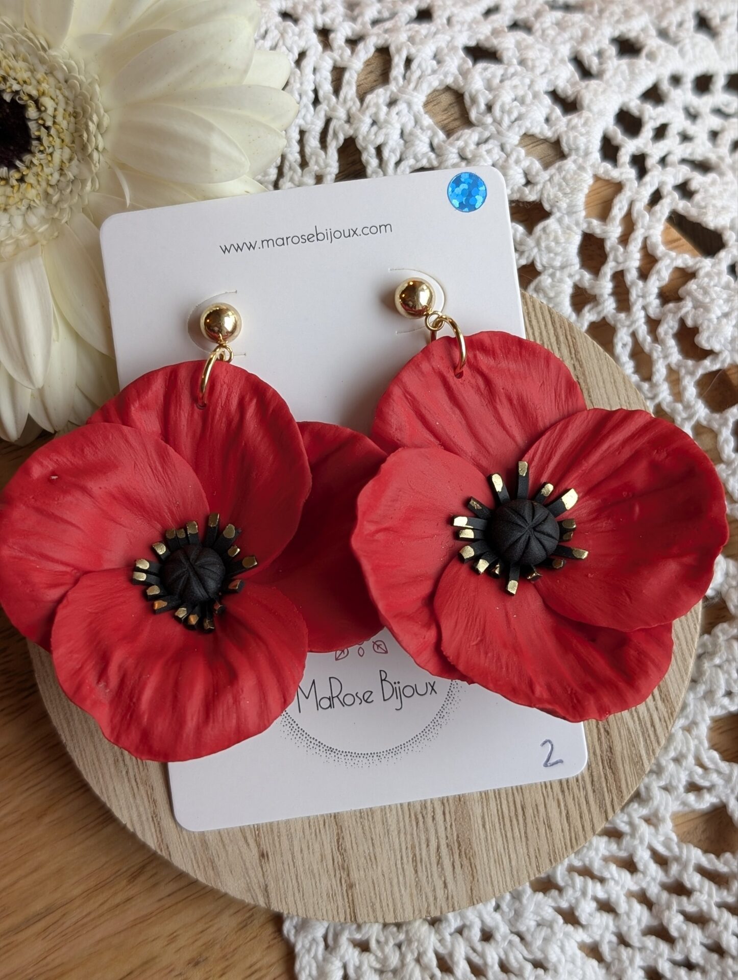 Boucles d'oreilles Coquelicot, grand modèle