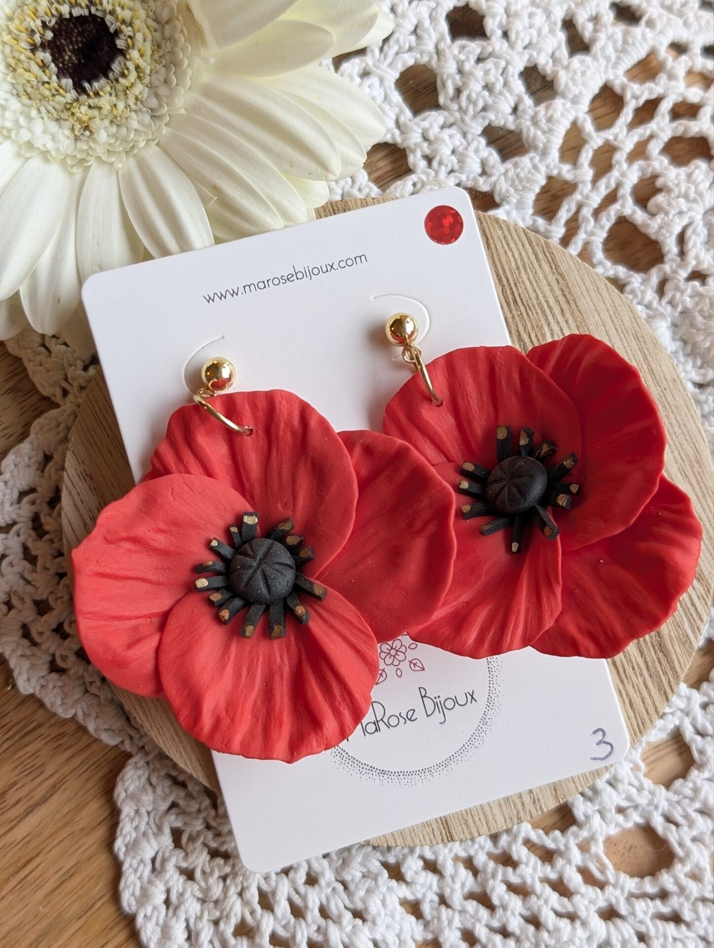 Boucles d'oreilles Coquelicot, grand modèle