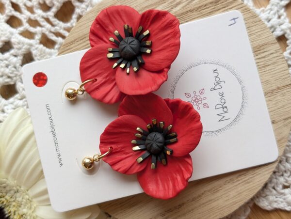 Boucles d'oreilles Coquelicot, moyen modèle
