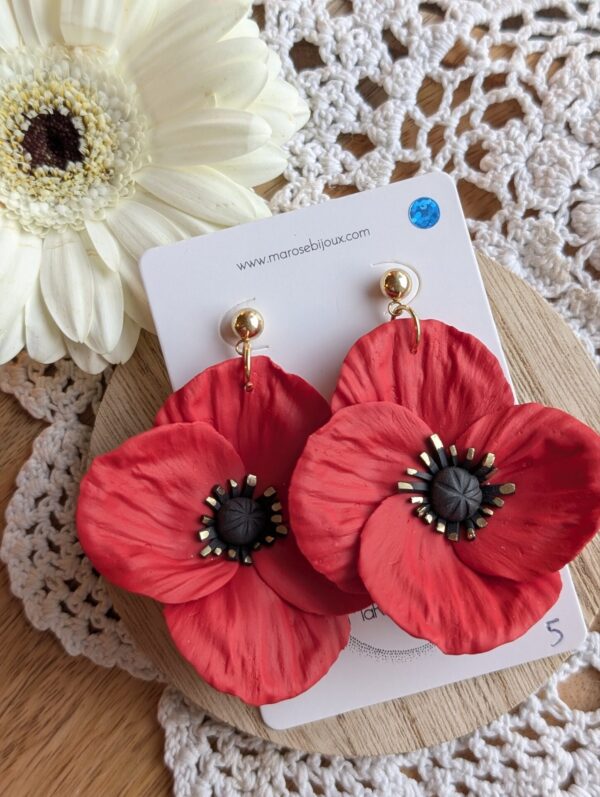 Boucles d'oreilles Coquelicot, grand modèle