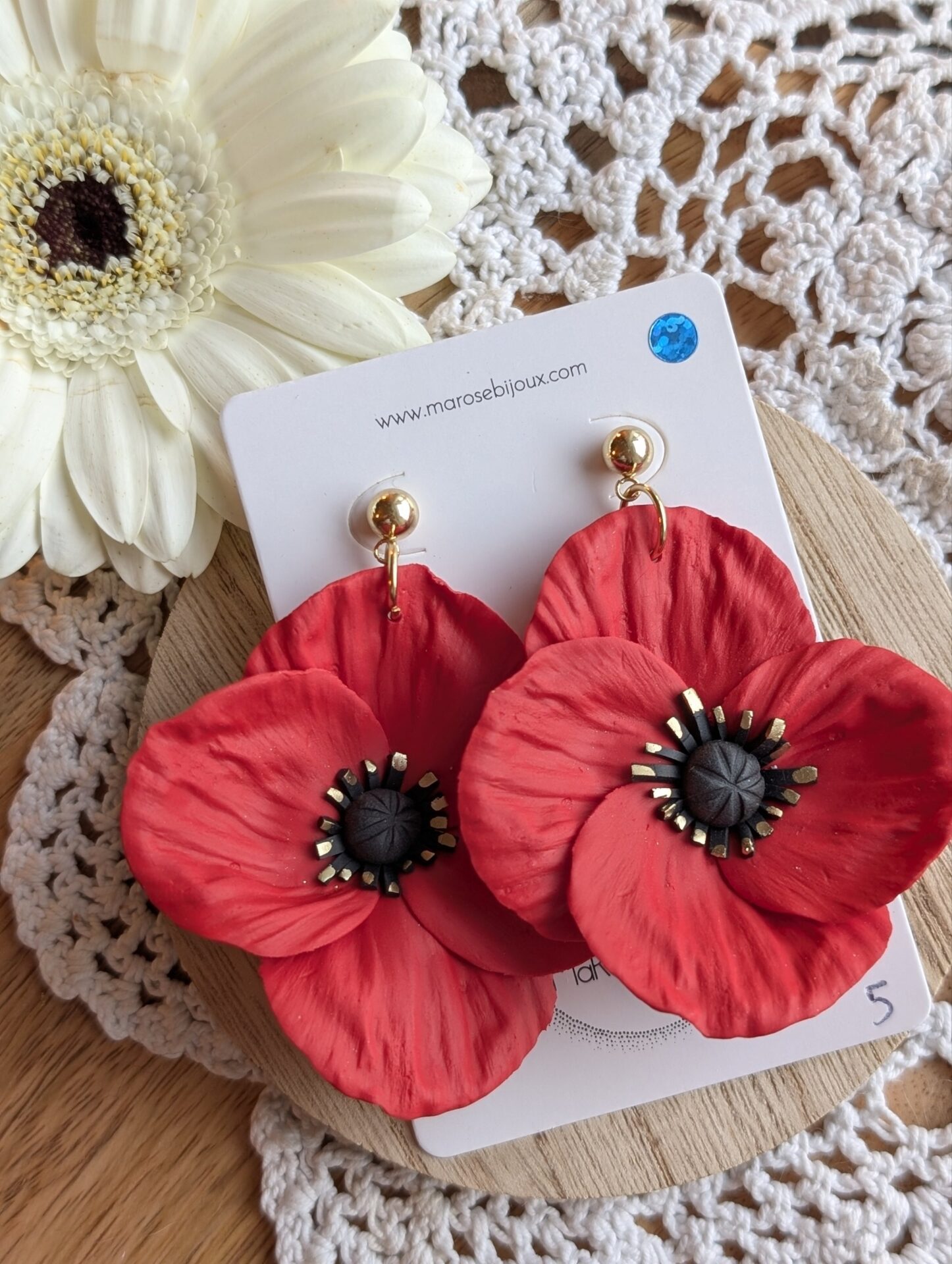 Boucles d'oreilles Coquelicot, grand modèle