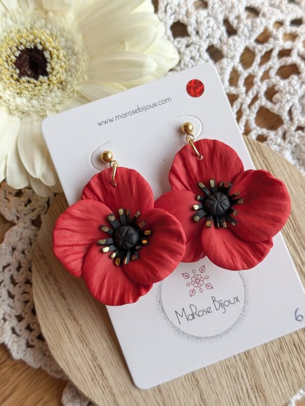 Boucles d'oreilles Coquelicot, moyen modèle