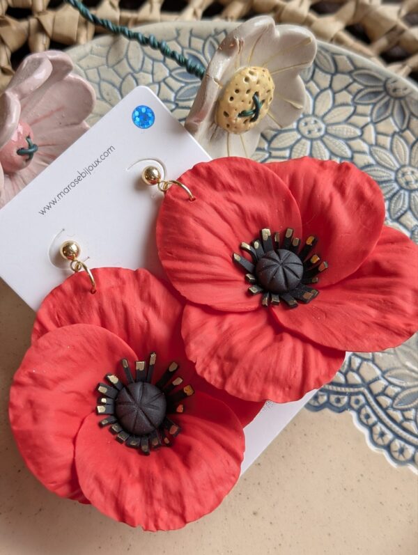 Boucles d'oreilles Coquelicot, grand modèle