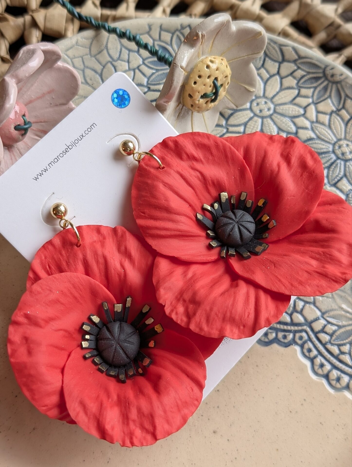 Boucles d'oreilles Coquelicot, grand modèle