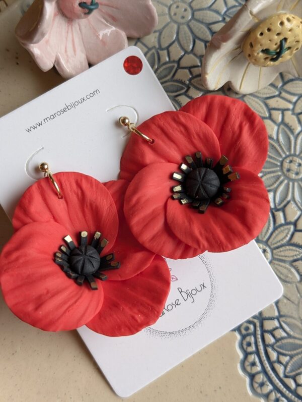 Boucles d'oreilles Coquelicot, moyen modèle