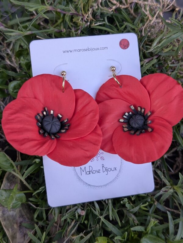 Boucles d'oreilles Coquelicot, moyen modèle