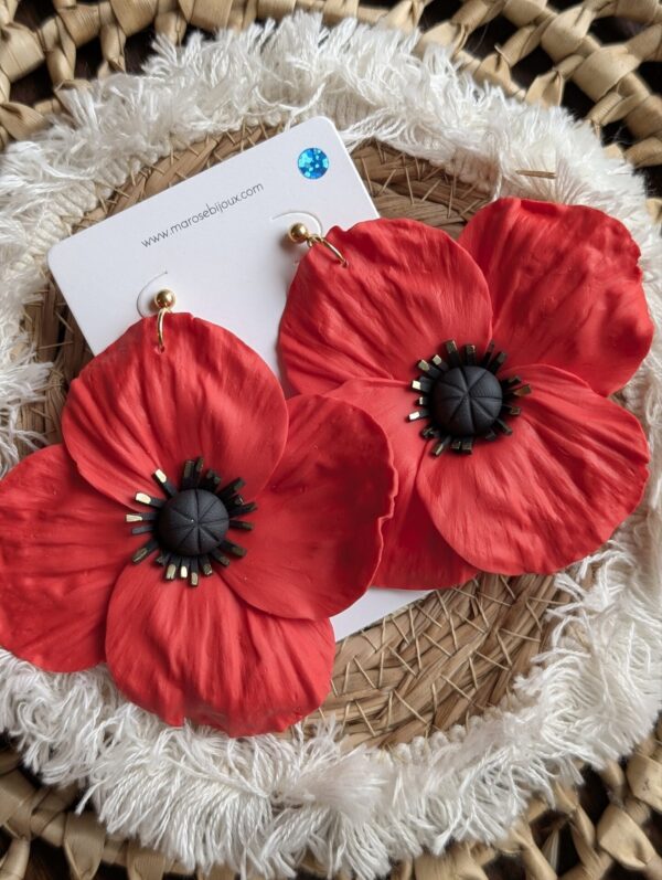 Boucles d'oreilles Coquelicot, grand modèle