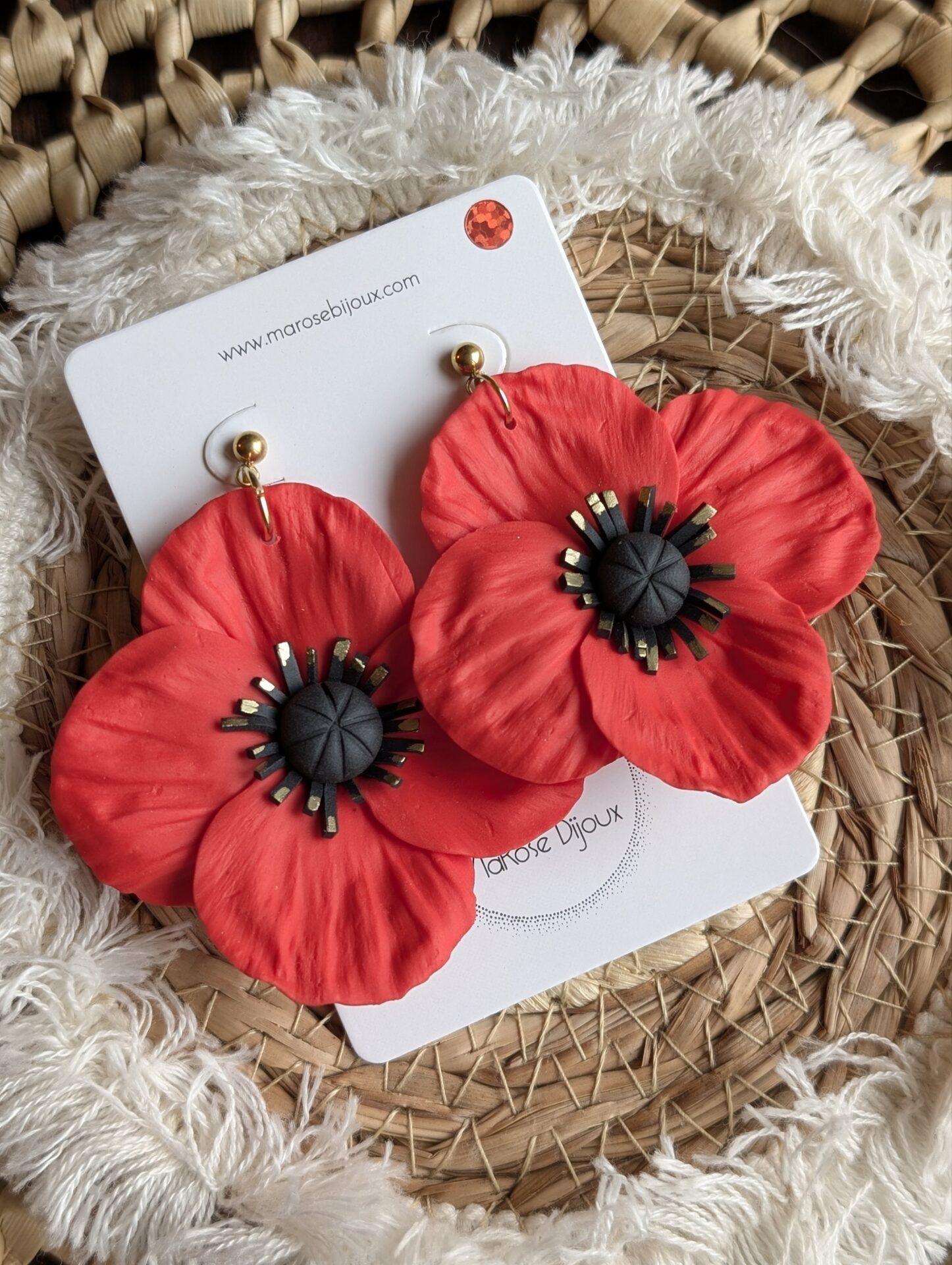 Boucles d'oreilles Coquelicot, petit modèle