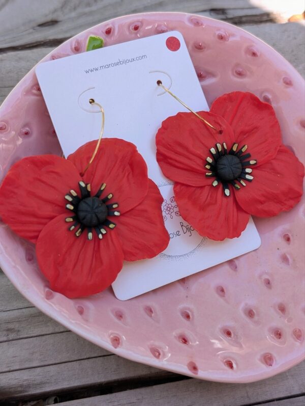 Boucles d'oreilles Coquelicot, moyen modèle