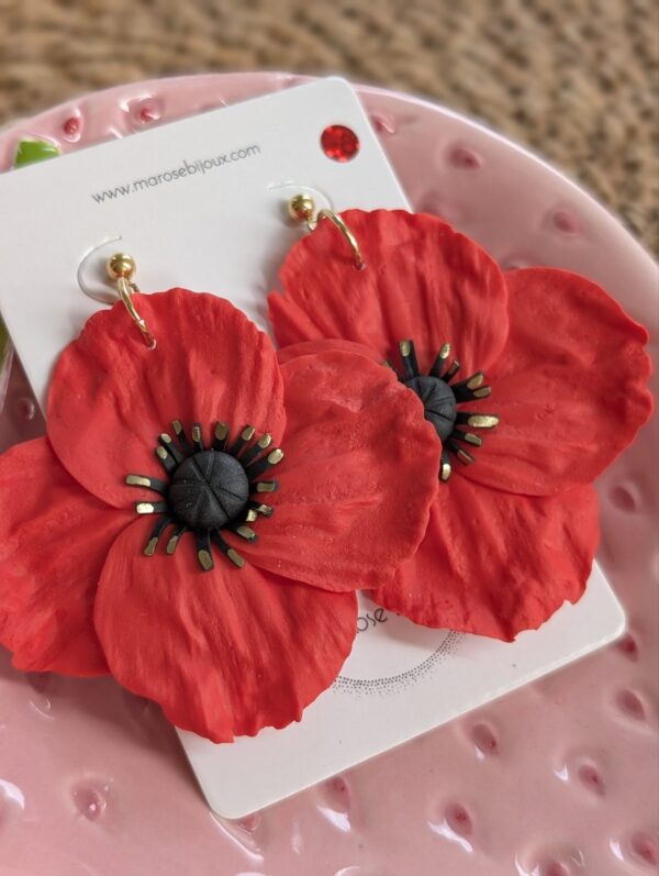 Boucles d'oreilles Coquelicot, moyen modèle