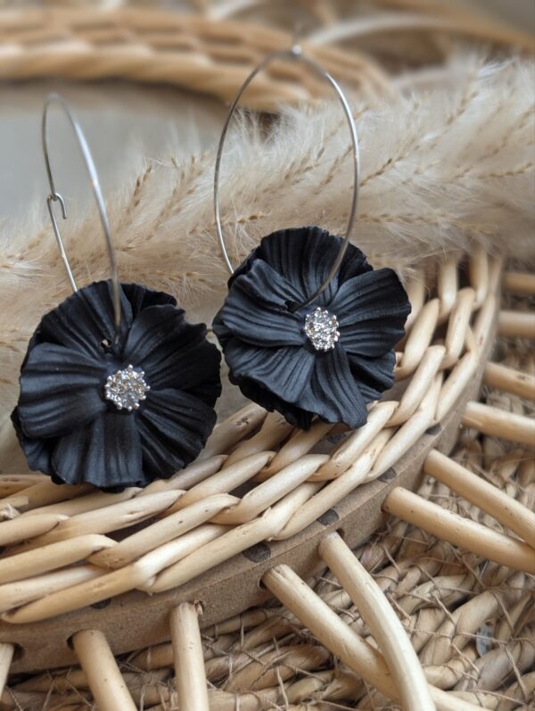 Boucles d'oreilles Les Pétillantes Version mini Noir (version argentée)